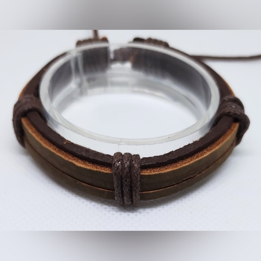 Men's Bracelet Leather Layered Brown New f90